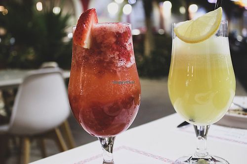 strawberry mocktail & lemonade at Anais Cafe in Manama