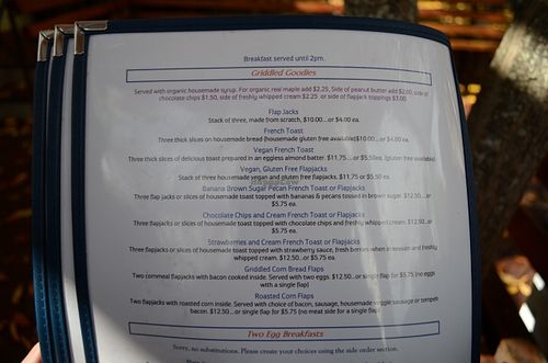 Menu (some vegan items) at Ike's Quarter Cafe in Nevada City