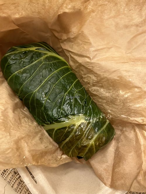 Collard green wrap   at Bareburger in Plainview