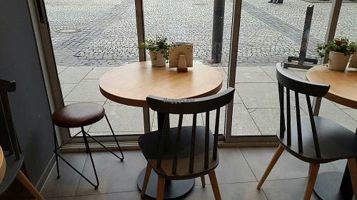 Inside with a view over marketplace at Dean & David in Schweinfurt