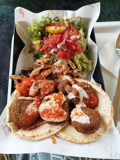 Falafel portion at Nafplio Falafel in Nafplion