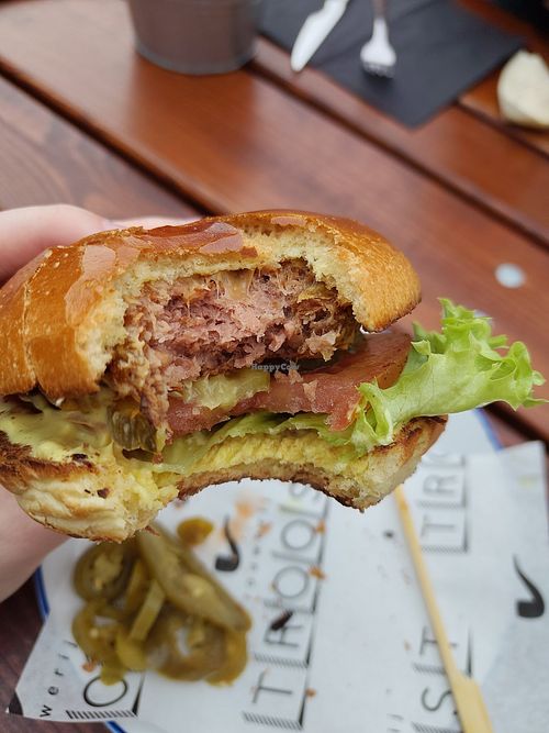 Vegan burger - inside at Brouwerij Troost - Westergas in Amsterdam