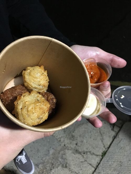 Rice balls and dips  at Arancini Brothers - Maltby St in South East London