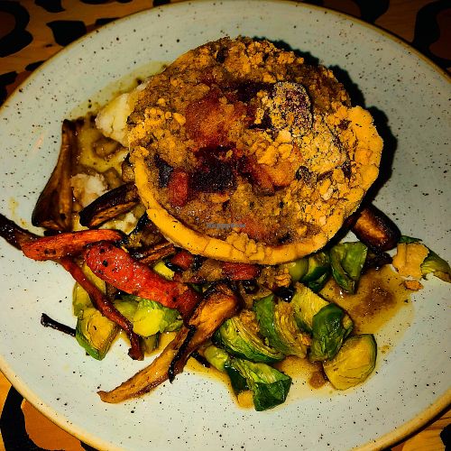 Vegan butternut squash pie, roasted veg and mash from the Christmas specials  at Lounges - Allegro Lounge in Birmingham