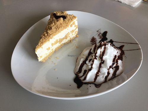 Cheese cake with crumb topping  at Hummus Bar in Haifa