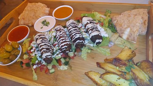 Kebab platter at Hummus Bar in Haifa