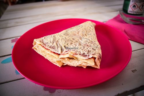 vegan crepe with belgian chocolate and hot raspberries at Little Crêperie in Olomouc