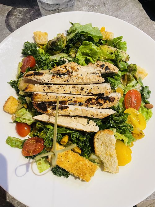 Romaine Salad (order without cheese, sub to balsamic dressing, and add Gardein protein): honestly not enough flavor to make this worth it    at Yard House in Houston