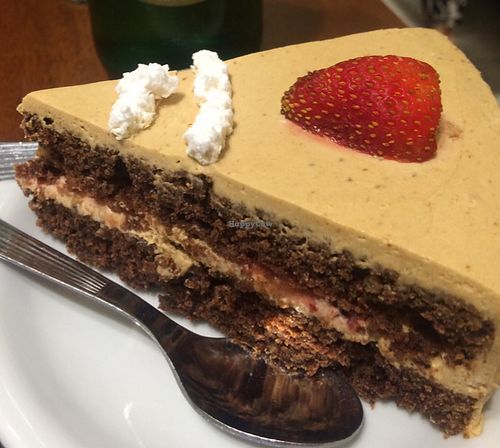 one of the three vegan cakes for dessert  at Govinda - Godoy Cruz in Mendoza