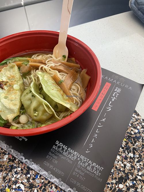 Vegetable Gyoza and Kimchi Ramen  at Kamakura in Belfast