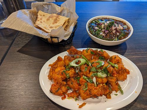 Gobi Manchurian, tandoori roti, samosa chole chaat at Bollywood Bistro in Naperville