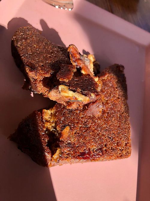 Walnut and banana cake at Little Niche Nosh in Leura