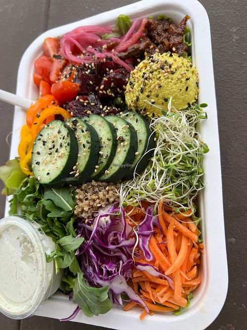 Aloha bowl with beet poke at Raised by the Waves  in Kahuku