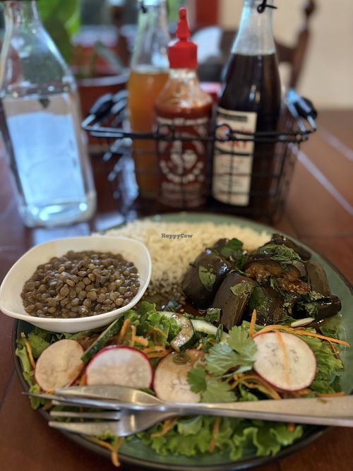 Casado vegano con berenjena y todas las salsas veganas   at Café Rojo  in San Jose