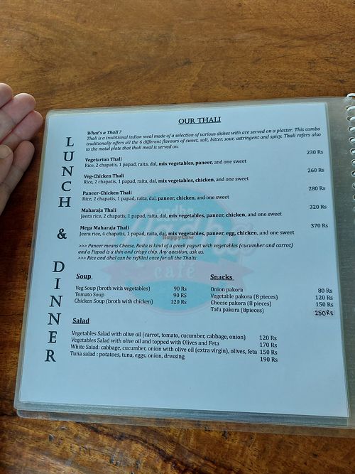 Menu at Aadha-Aadha Café in Varanasi