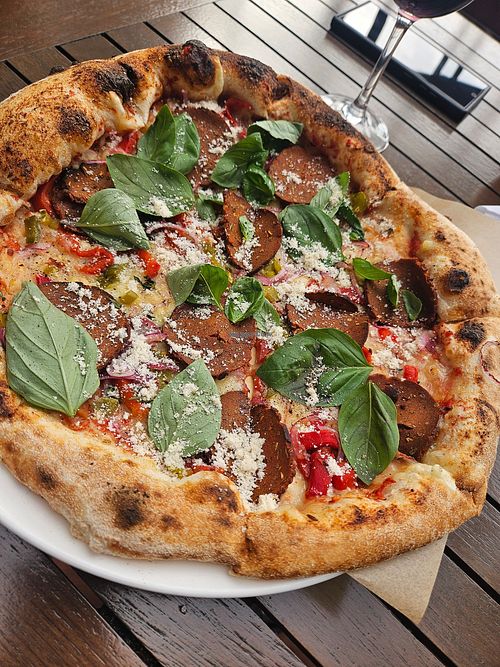 Pepperoni pizza at Base Woodfired Pizza - Little High Eatery in Christchurch