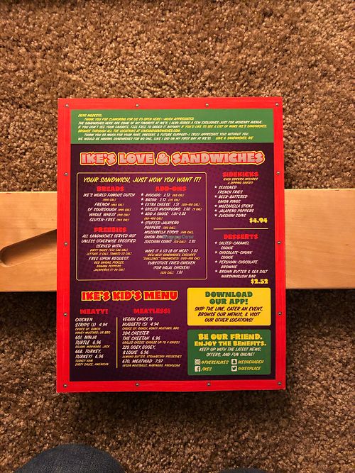 Menu side 2 at Ike's in Modesto