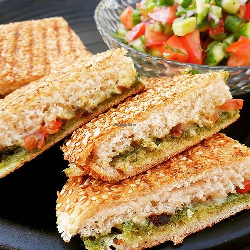 vegan toasts at Cafe Cafe - Carmel Center in Haifa