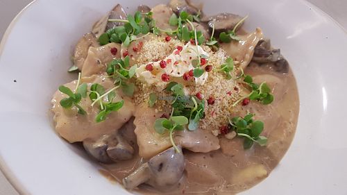Mushroom ravioli at Stem & Glory in London
