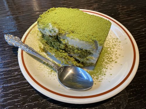 Vegan matcha tiramisu at Shiro Gyoza Dining in Myoko
