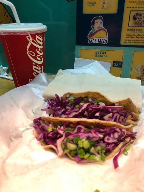 Vegan soft tacos at Al's Tacos in Phnom Penh