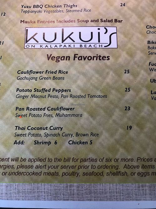 only options  at Kukui's in Lihue