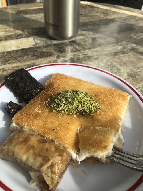 Vegan knafeh!!!! at Malek Sweets in Tel Aviv