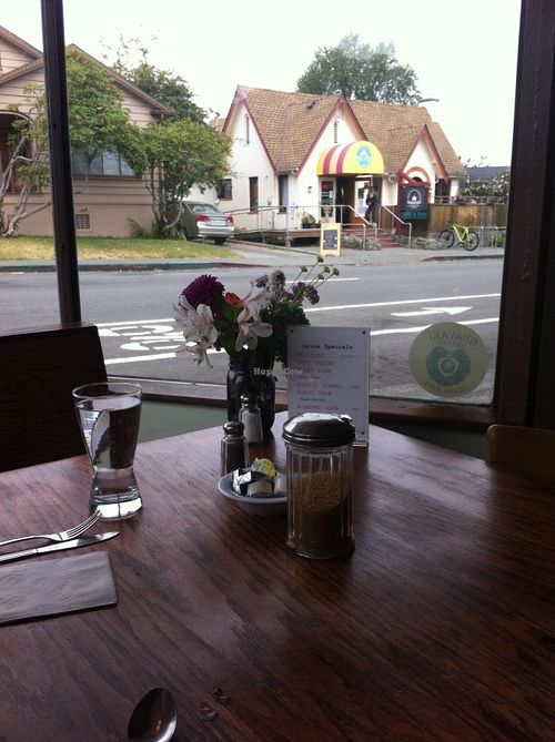 View from corner table at Wildflower Cafe and Bakery in Arcata