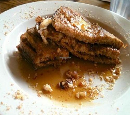 Vegan French toast with real maple syrup. at Wildflower Cafe and Bakery in Arcata