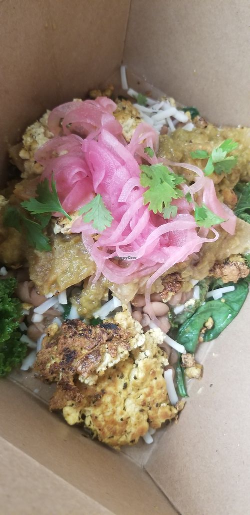 Vegan chilaquiles at Wildflower Cafe and Bakery in Arcata