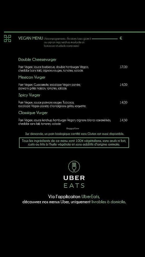 Even though there is no vegan option in the salads, wraps and bagels sections of the menu (only one vegetarian option for each - zero for the croques), there's a vegan burger menu! at Munchy's Bar in Charleroi