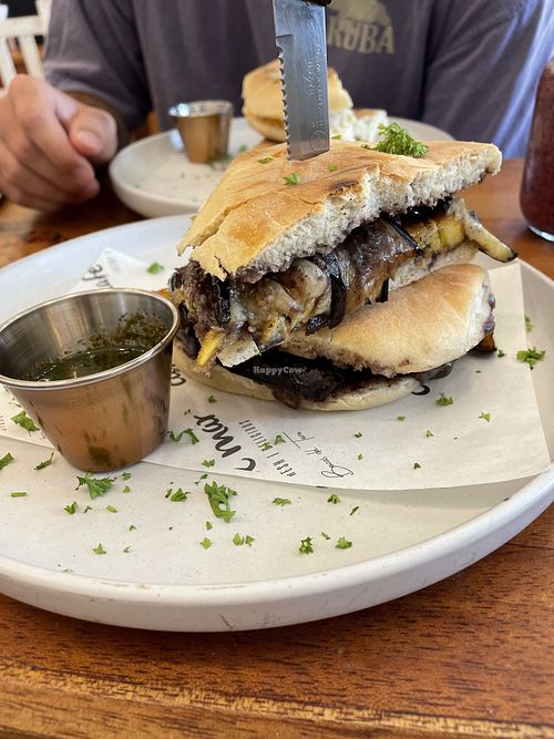 Sweet & Salty Panini (sub aioli with pesto)  at Café Del Mar in Bocas Del Toro