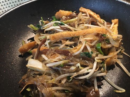 Tofu and sprouts with black fungus stir fry at Sadhu in Hanoi