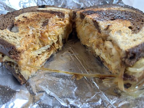 Inside of hollaback girl (vegan Rueben)   at New Moon Natural Foods in Truckee
