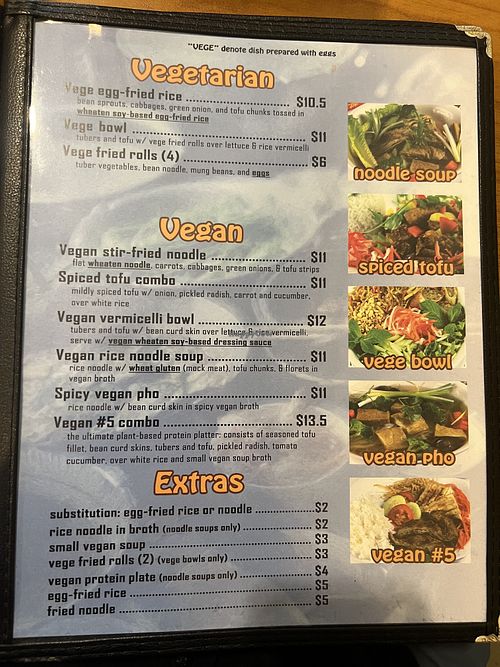 Menu in August 2023  at Lam's Vietnamese Restaurant in Sioux Falls
