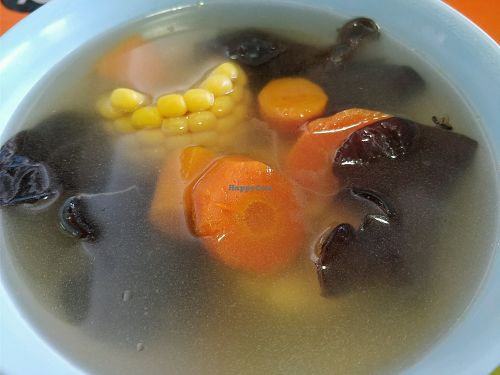 bowl of mixed vegetables soup at Ru Lai Vegetarian - Stall 108 in Northeast Singapore