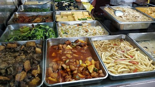 buffet spread at Ru Lai Vegetarian - Stall 108 in Northeast Singapore