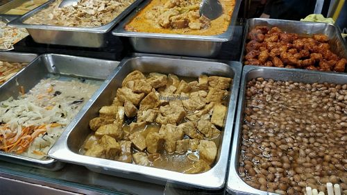 buffet spread at Ru Lai Vegetarian - Stall 108 in Northeast Singapore
