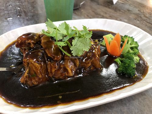 Black bean sauce fish at Lin Lin Vegetarian Delight 霖霖素食 in East Singapore