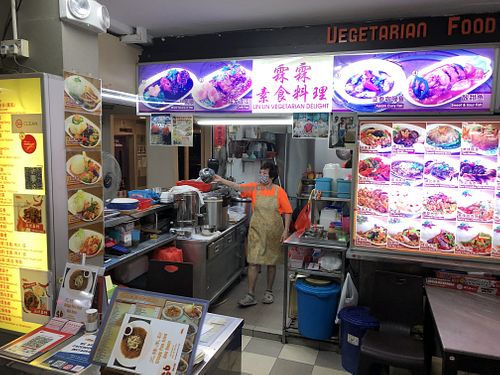 Front of stall at Lin Lin Vegetarian Delight 霖霖素食 in East Singapore