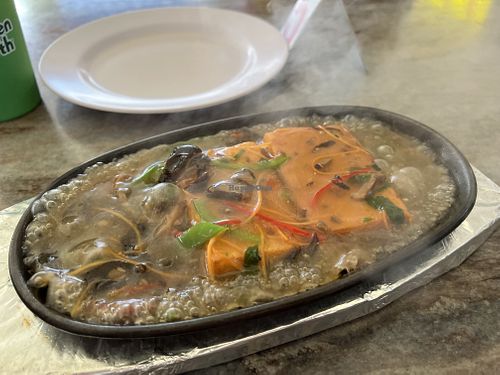 Hot plate tofu $12  at Lin Lin Vegetarian Delight 霖霖素食 in East Singapore