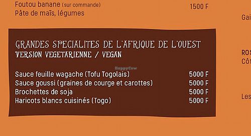 Some of the vegan options at Djinkoume House in Dakar