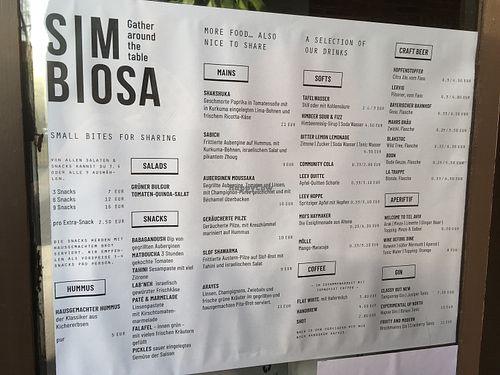 Menu as listed from the outside at Simbiosa in Hamburg