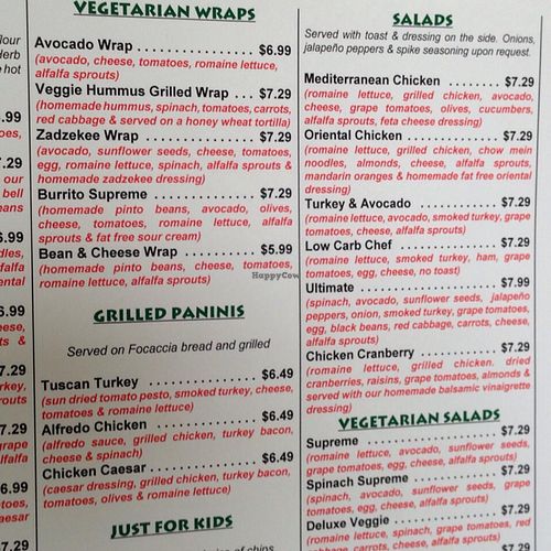 some of the menu at Big Al's Healthy Foods in Tulsa
