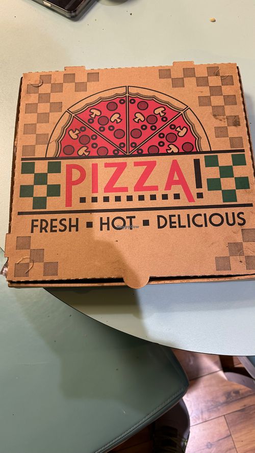 We didn’t order pizza what we got was so large it would only fit in a large pizza box at Vegan Community Kitchen in Apex