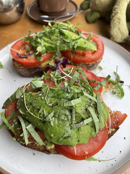 Avocado and tomato on toast  at The Runaway Spoon in Lindfield