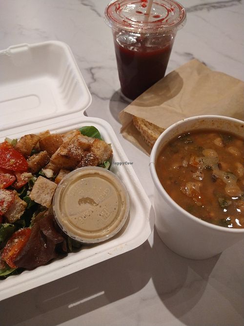 Salad and black eyed pea soup at Belli's in Chicago