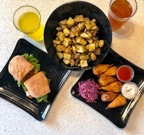 Buffalo wings, Copper cubes, and Tempeh sandwich at Copper Branch in Fort Lauderdale