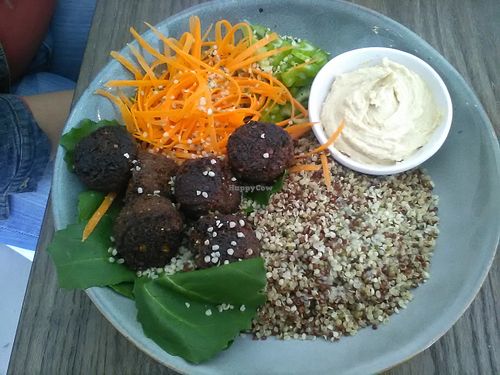 Nourish Me bowl with falafel, quinoa, hummus and salad. at The Jozi Green Eatery in Sandton