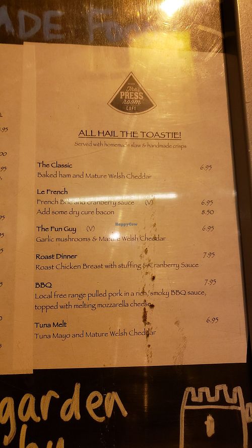 Menu 1 at The Press Room Cafe in Conwy